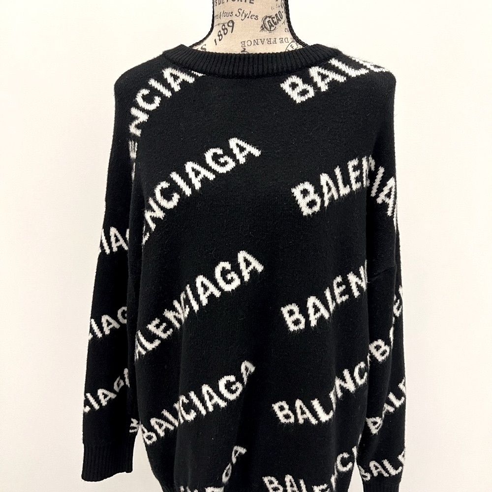Balenciaga Black and White Men or womans sweater signature logo